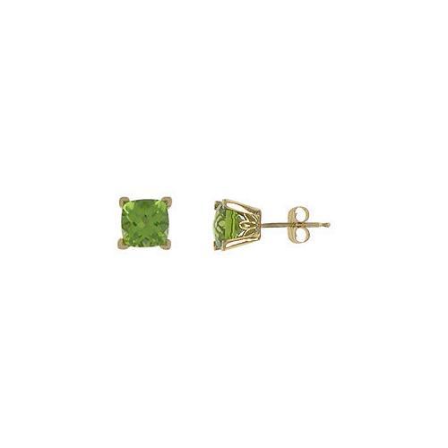 Peridot Earrings : 14K Yellow Gold - 1.25 CT TGW-JewelryKorner-com