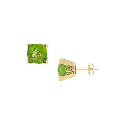 Peridot Earrings : 14K yellow Gold - 2.75 CT TGW-JewelryKorner-com