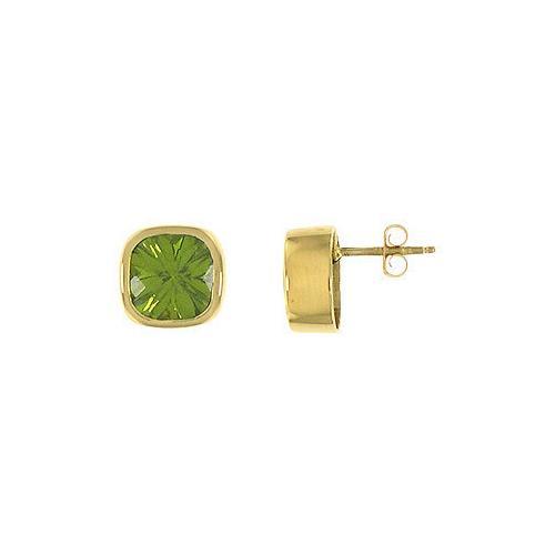 Peridot Earrings : 14K yellow gold - 3.00 CT TGW-JewelryKorner-com