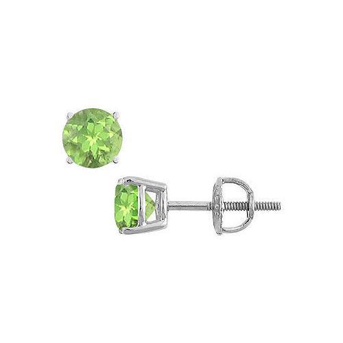 Peridot Stud Earrings : 14K White Gold - 2.00 CT TGW-JewelryKorner-com