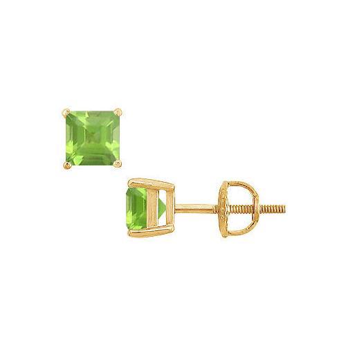 Peridot Stud Earrings : 14K Yellow Gold - 2.00 CT TGW-JewelryKorner-com