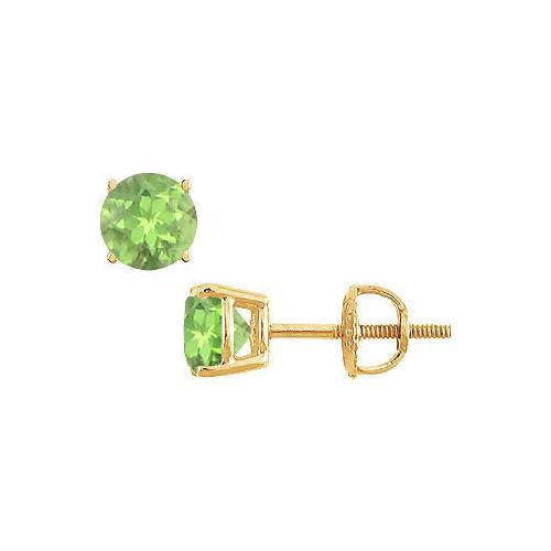 Peridot Stud Earrings : 14K Yellow Gold - 2.00 CT TGW-JewelryKorner-com