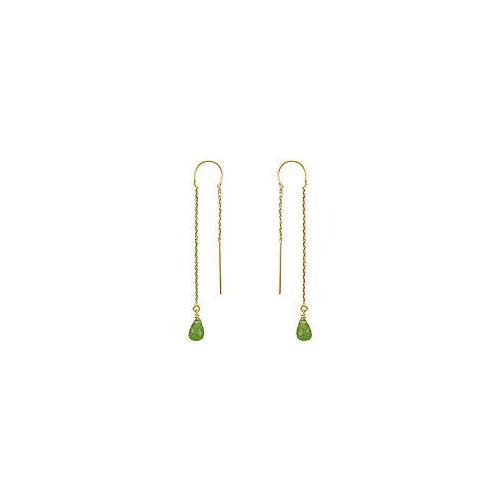 Peridot Thread Earrings : 14K Yellow Gold - 2.00 CT TGW-JewelryKorner-com