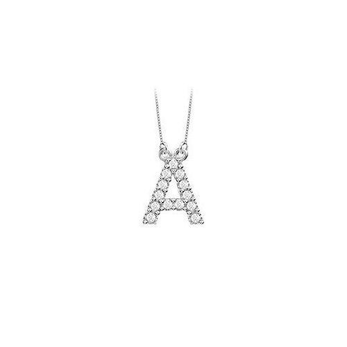 Petite Baby Charm Cubic Zirconia A Initial Pendant : .925 Sterling Silver - 0.25 CT TGW-JewelryKorner-com