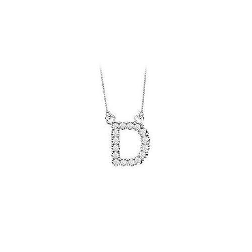 Petite Baby Charm Cubic Zirconia D Initial Pendant : .925 Sterling Silver - 0.25 CT TGW-JewelryKorner-com