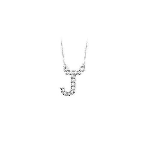 Petite Baby Charm Cubic Zirconia J Initial Pendant : .925 Sterling Silver - 0.15 CT TGW-JewelryKorner-com