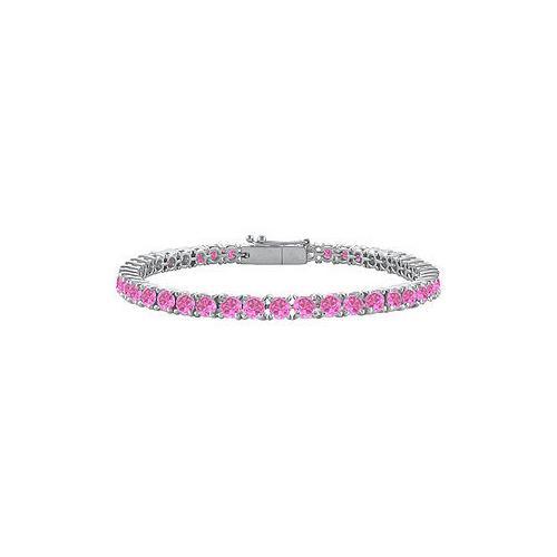 Pink Cubic Zirconia Prong Set Sterling Silver Tennis Bracelet 10.00 CT TGW-JewelryKorner-com