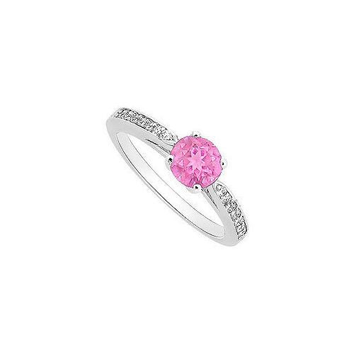 Pink Sapphire and Diamond Engagement Ring : 14K White Gold - 0.40 CT TGW-JewelryKorner-com