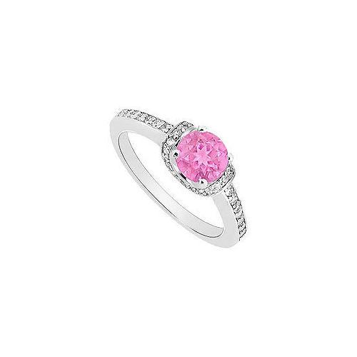 Pink Sapphire and Diamond Engagement Ring : 14K White Gold - 0.50 CT TGW-JewelryKorner-com