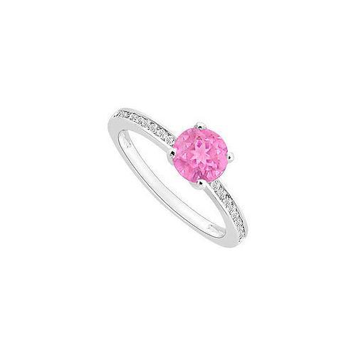 Pink Sapphire and Diamond Engagement Ring : 14K White Gold - 0.50 CT TGW-JewelryKorner-com
