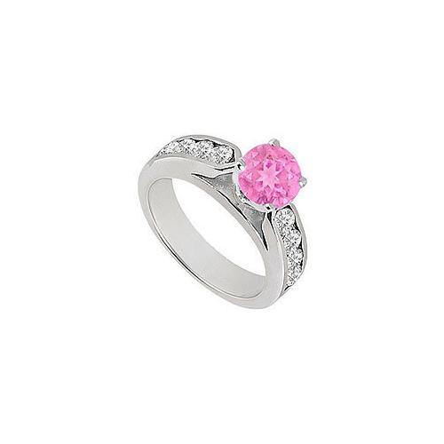 Pink Sapphire and Diamond Engagement Ring 14K White Gold 0.75 CT TGW-JewelryKorner-com
