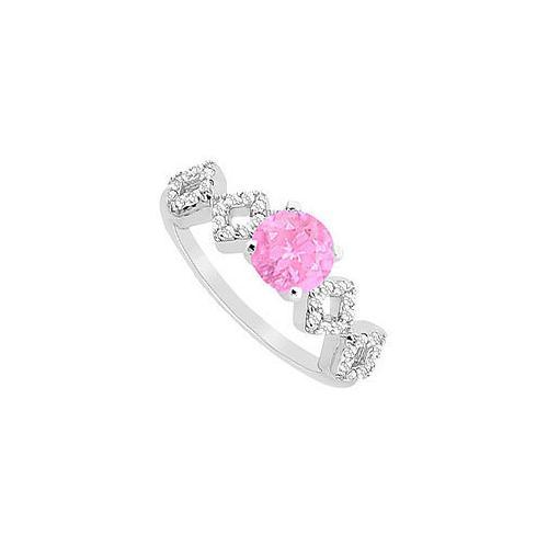 Pink Sapphire and Diamond Engagement Ring : 14K White Gold - 0.75 CT TGW-JewelryKorner-com