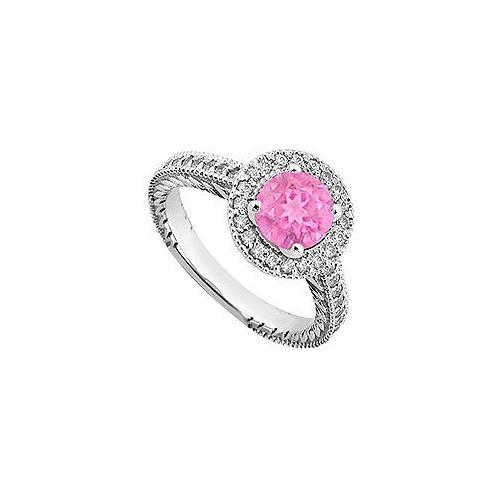 Pink Sapphire and Diamond Engagement Ring 14K White Gold 0.85 CT TGW-JewelryKorner-com