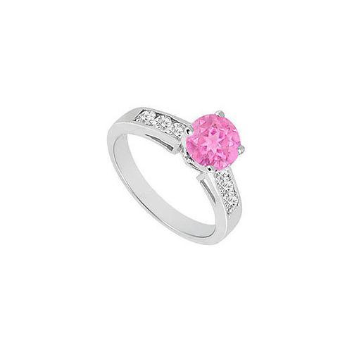 Pink Sapphire and Diamond Engagement Ring 14K White Gold 1.00 CT TGW-JewelryKorner-com