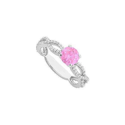 Pink Sapphire and Diamond Engagement Ring : 14K White Gold - 1.00 CT TGW-JewelryKorner-com