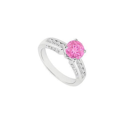 Pink Sapphire and Diamond Engagement Ring 14K White Gold 1.10 CT TGW-JewelryKorner-com