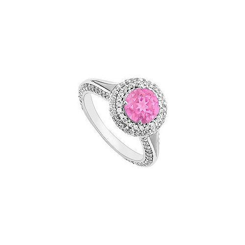 Pink Sapphire and Diamond Engagement Ring : 14K White Gold 2.00 CT TGW-JewelryKorner-com