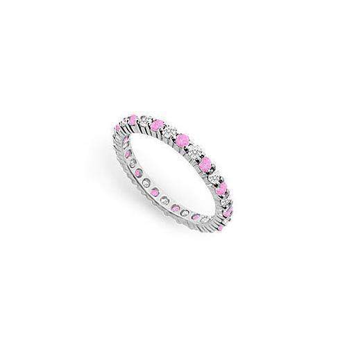 Pink Sapphire and Diamond Eternity Band : 14K White Gold  1.00 CT TGW-JewelryKorner-com