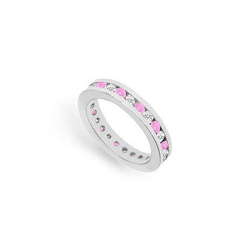 Pink Sapphire and Diamond Eternity Band : 14K White Gold  1.00 CT TGW-JewelryKorner-com