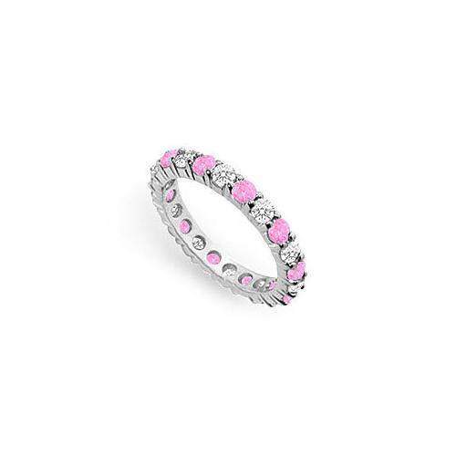 Pink Sapphire and Diamond Eternity Band : 14K White Gold  2.00 CT TGW-JewelryKorner-com
