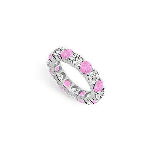 Pink Sapphire and Diamond Eternity Band : 14K White Gold  5.00 CT TGW-JewelryKorner-com