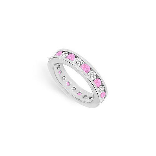 Pink Sapphire and Diamond Eternity Band : 18K White Gold  2.00 CT TGW-JewelryKorner-com