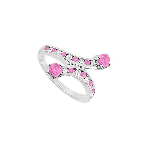 Pink Sapphire and Diamond Ring : 14K White Gold - 1.00 CT TGW-JewelryKorner-com