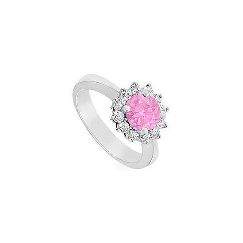 Pink Sapphire and Diamond Ring : 14K White Gold - 1.50 CT TGW-JewelryKorner-com