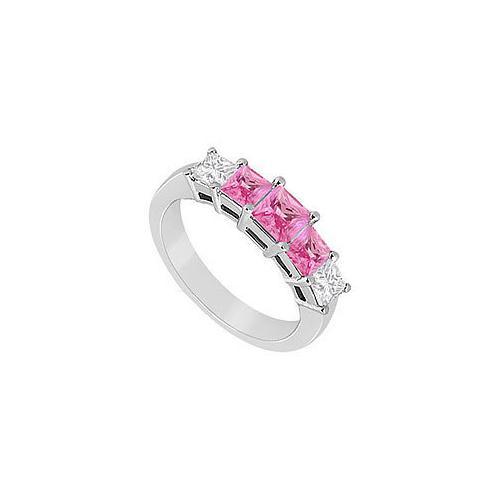 Pink Sapphire and Diamond Wedding Band : 14K White Gold - 1..00 CT TGW-JewelryKorner-com