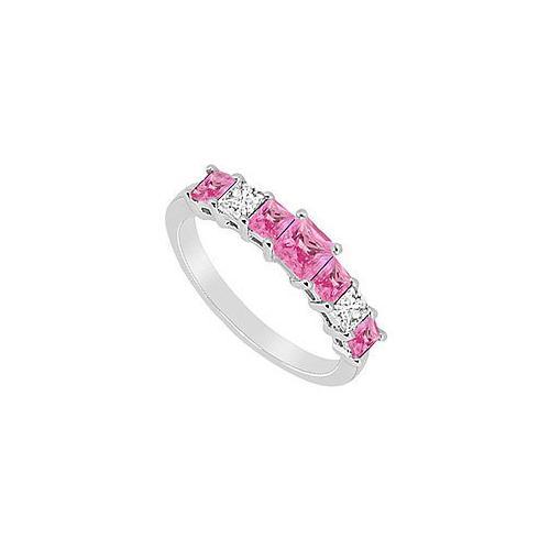 Pink Sapphire and Diamond Wedding Band : 14K White Gold - 2.50 CT TGW-JewelryKorner-com