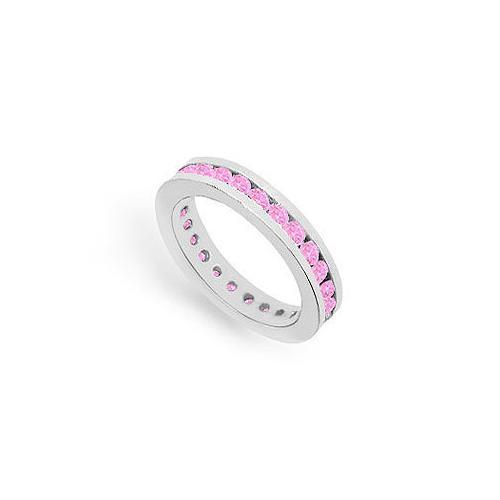 Pink Sapphire Eternity Band : 14K White Gold  1.00 CT TGW-JewelryKorner-com