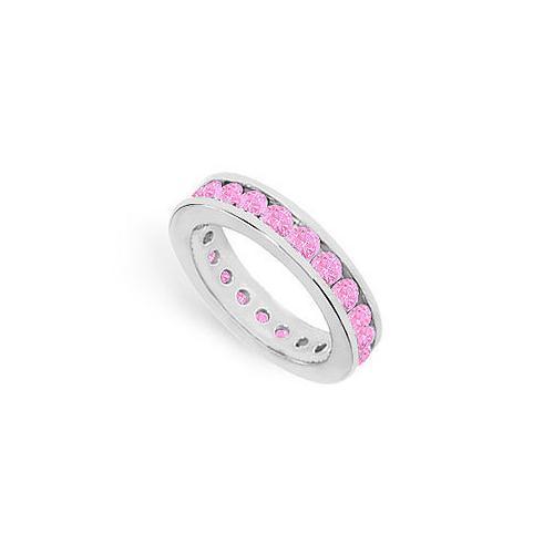 Pink Sapphire Eternity Band : 14K White Gold  2.00 CT TGW-JewelryKorner-com