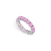 Pink Sapphire Eternity Band : 14K White Gold  3.00 CT TGW-JewelryKorner-com
