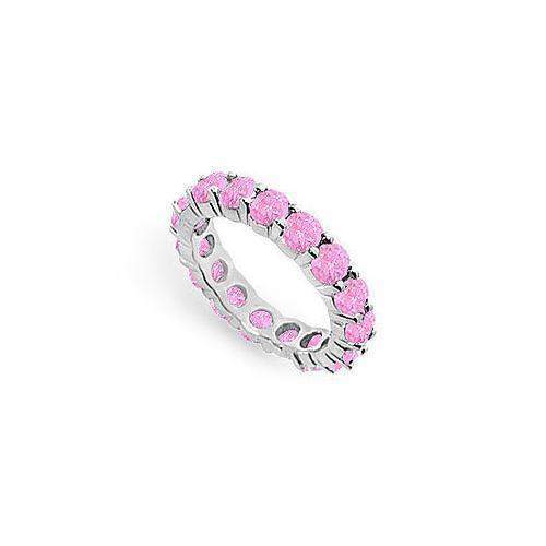 Pink Sapphire Eternity Band : 14K White Gold  3.00 CT TGW-JewelryKorner-com