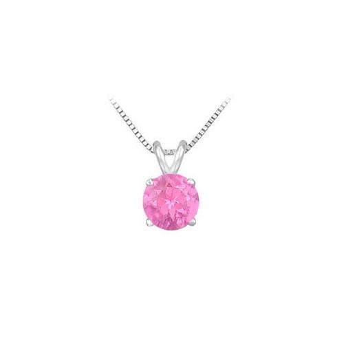 Pink Sapphire Prong Set Sterling Silver Solitaire Pendant 1.00 CT TGW-JewelryKorner-com