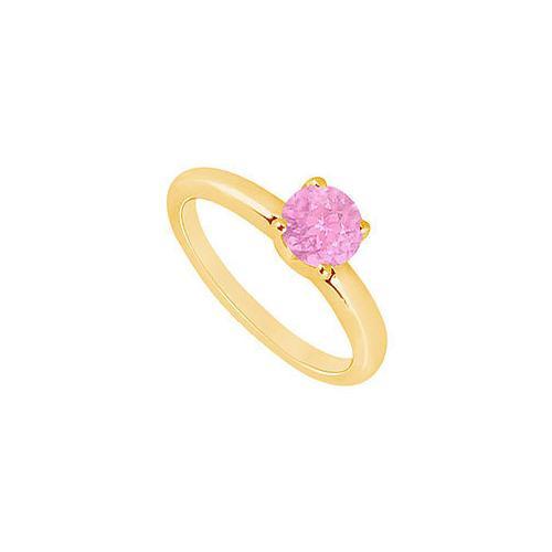 Pink Sapphire Ring : 14K Yellow Gold - 1.00 CT TGW-JewelryKorner-com