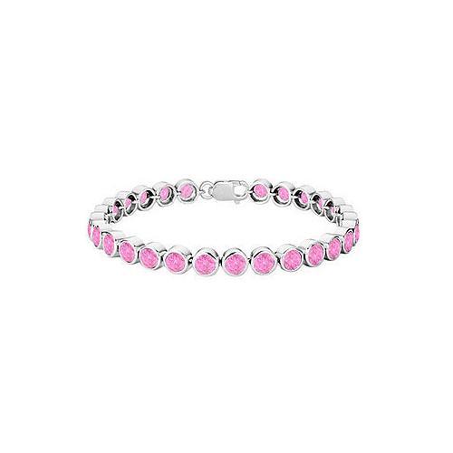 Pink Topaz Bezel-Set Tennis Bracelet : .925 Sterling Silver 25.00 CT TGW-JewelryKorner-com