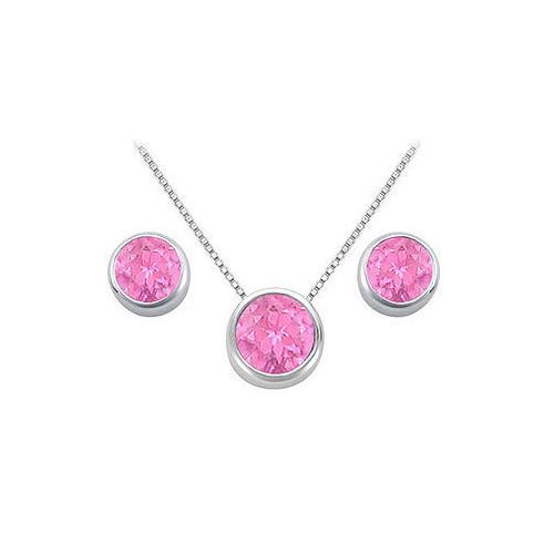 Pink Topaz Pendant and Stud Earrings Set in Sterling Silver 2.00 CT TGW-JewelryKorner-com