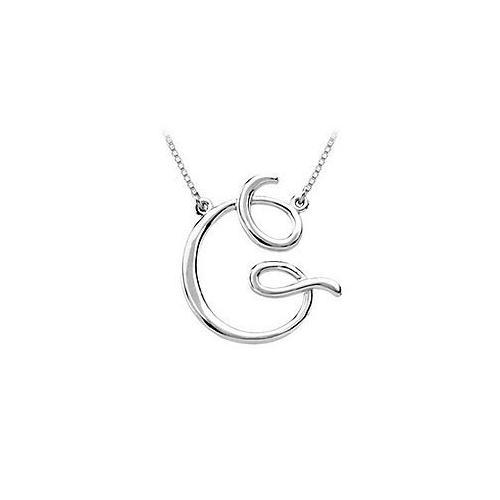Plain Letter G Script Pendant - .925 Sterling Silver-JewelryKorner-com