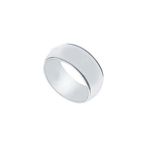 Platinum 8MM Non-Comfort Fit Milgrain Wedding Band-JewelryKorner-com