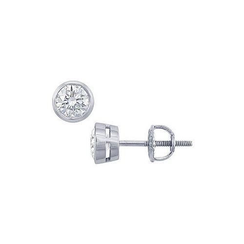 Platinum : Bezel Set Round Diamond Stud Earrings 0.50 CT. TW.-JewelryKorner-com