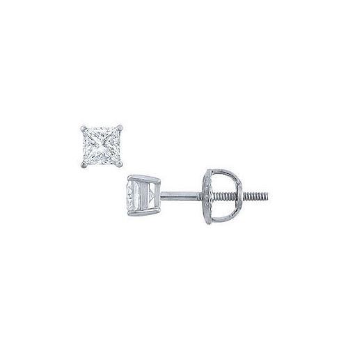 Platinum : Princess Cut Diamond Stud Earrings 0.25 CT. TW.-JewelryKorner-com