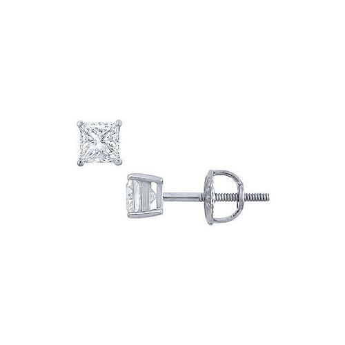 Platinum : Princess Cut Diamond Stud Earrings 0.33 CT. TW.-JewelryKorner-com