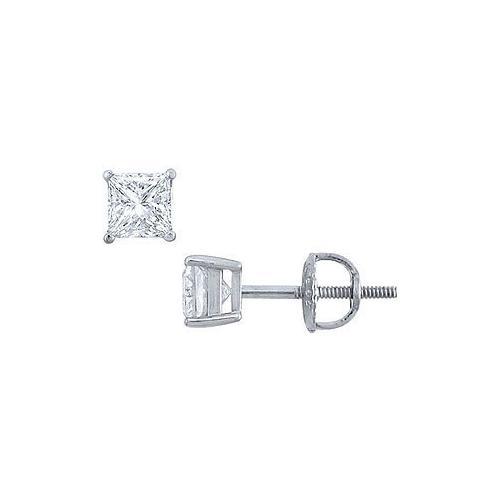 Platinum : Princess Cut Diamond Stud Earrings 0.50 CT. TW.-JewelryKorner-com