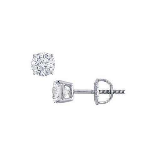 Platinum : Round Diamond Stud Earrings 0.50 CT. TW.-JewelryKorner-com