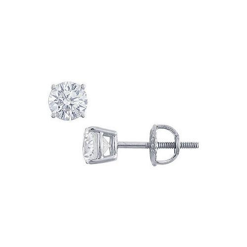 Platinum : Round Diamond Stud Earrings 0.75 CT. TW.-JewelryKorner-com