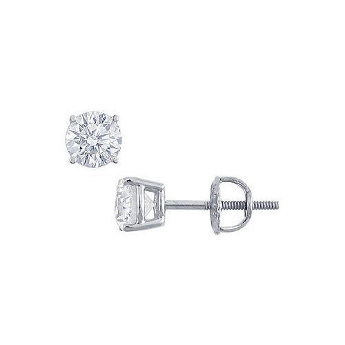 Platinum : Round Diamond Stud Earrings 1.00 CT. TW.-JewelryKorner-com