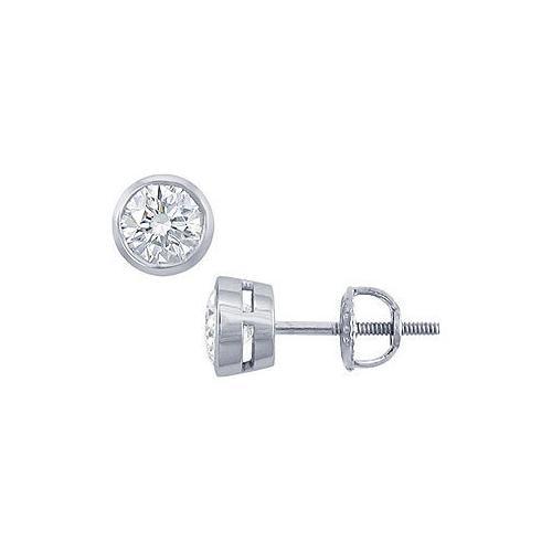 Platinum : Round Diamond Stud Earrings 1.00 CT. TW.-JewelryKorner-com