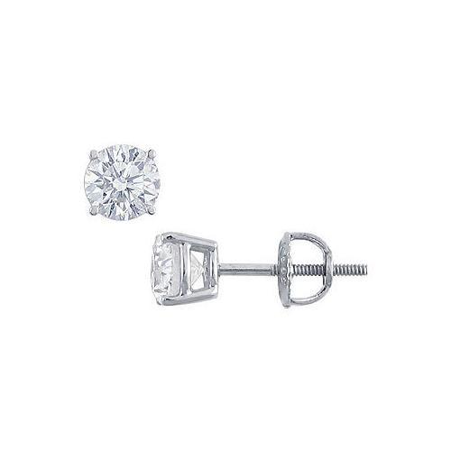 Platinum : Round Diamond Stud Earrings 1.25 CT. TW.-JewelryKorner-com