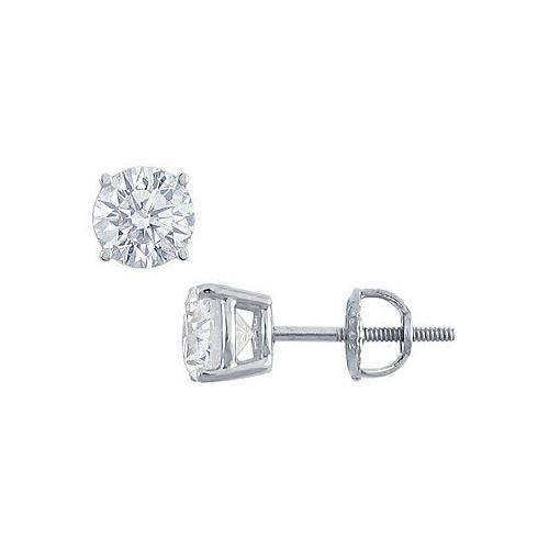 Platinum : Round Diamond Stud Earrings 2.00 CT. TW.-JewelryKorner-com